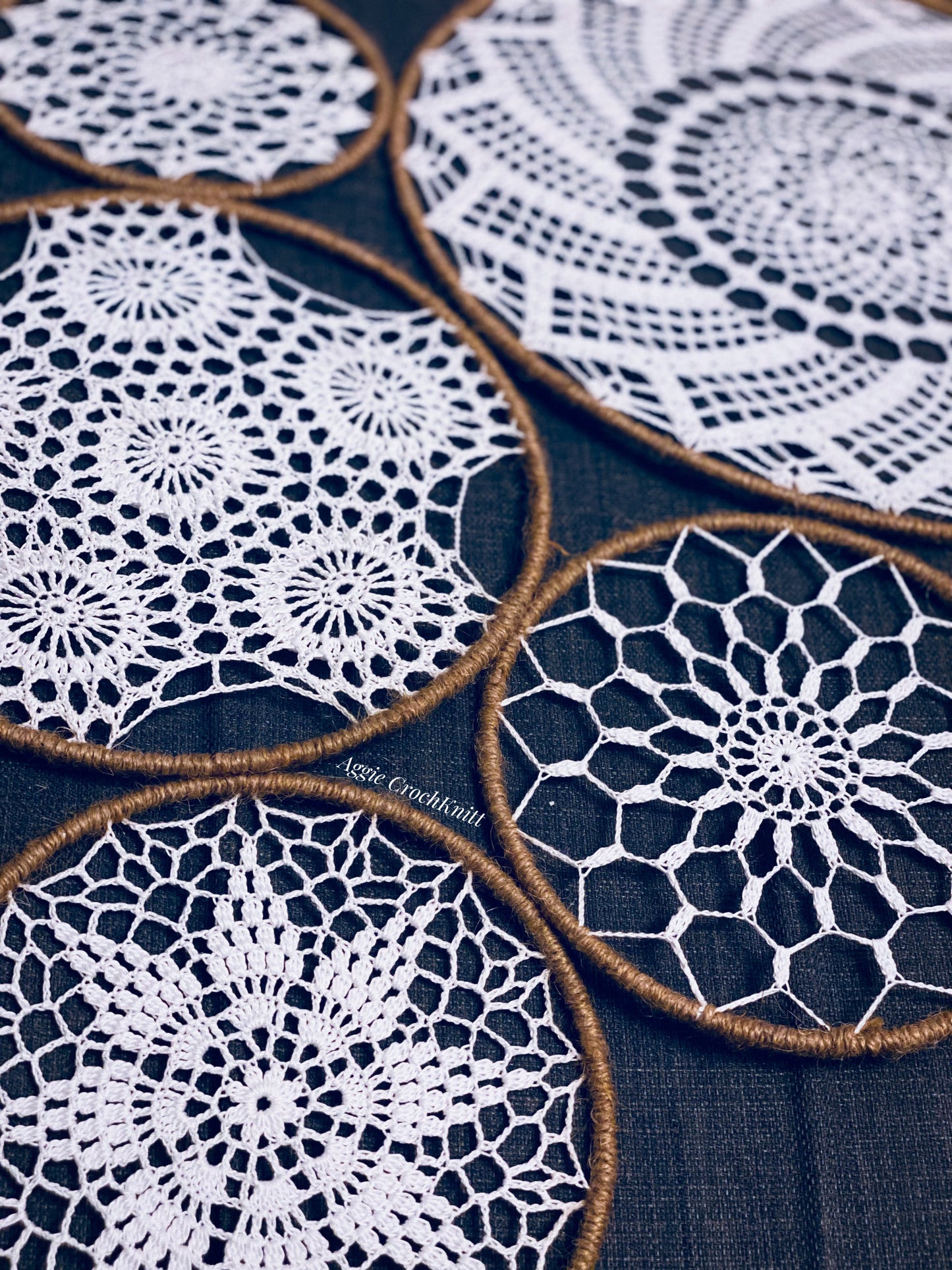 5 White & Jute Mandalas