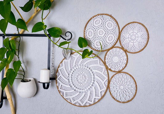 5 White & Jute Mandalas